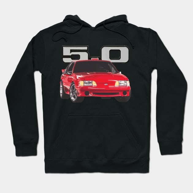 Mustang GT 5.0 Fox Body Classic Cobra R SVT Red Hoodie by cowtown_cowboy